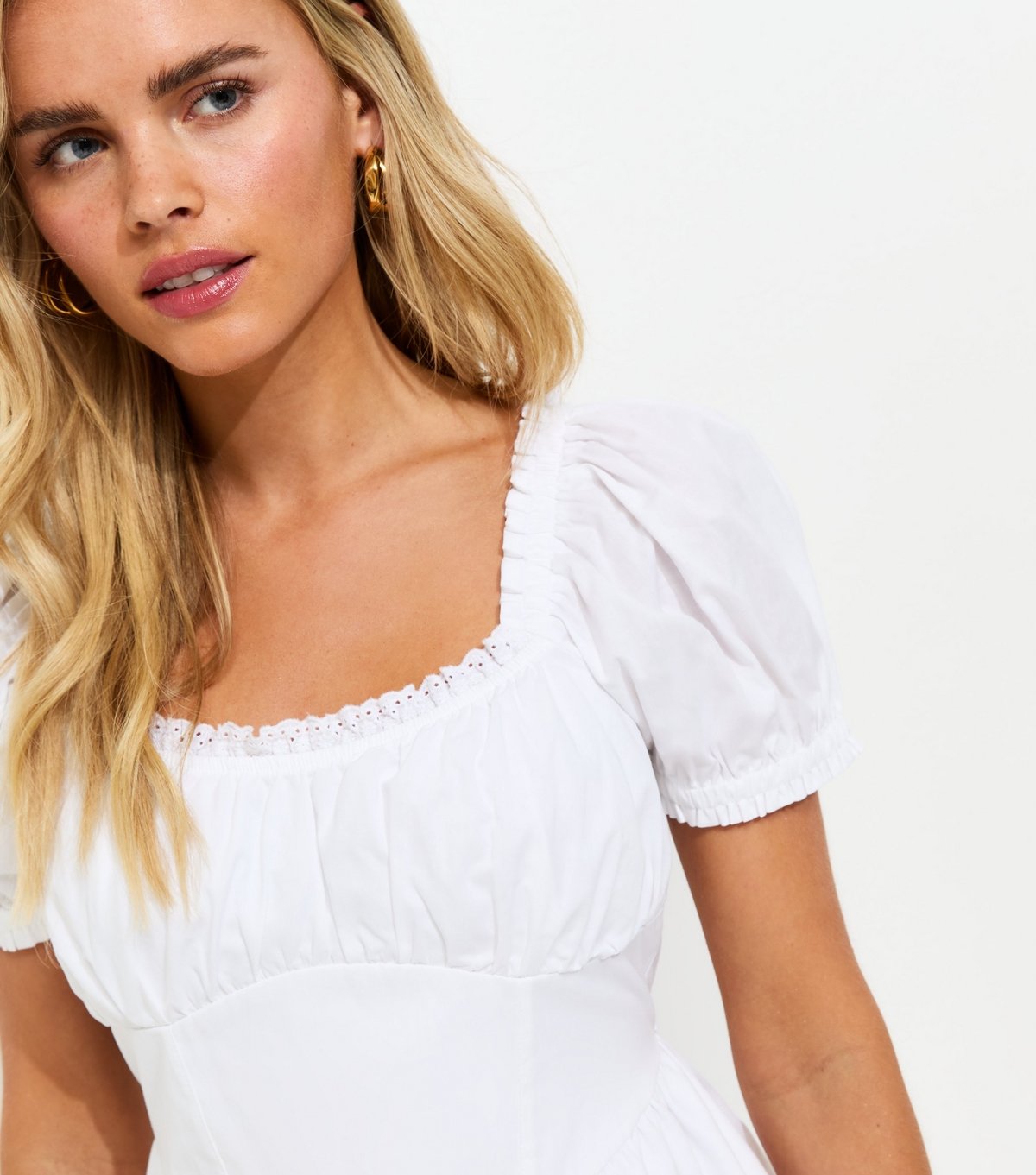 New Look Women's Petite White Lace Trim Milkmaid Corset Waist Mini Dress New Look - 2