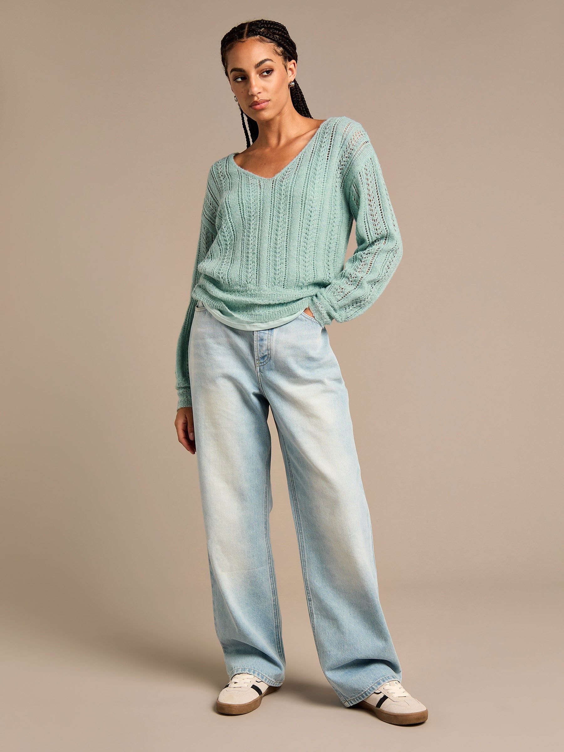 GWD by GEORGE W. DAVIES GWD by GEORGE W. DAVIES Women's GWD Arla-Bailey Duck Egg Wool Knit Top in Duck Egg Blue - 2