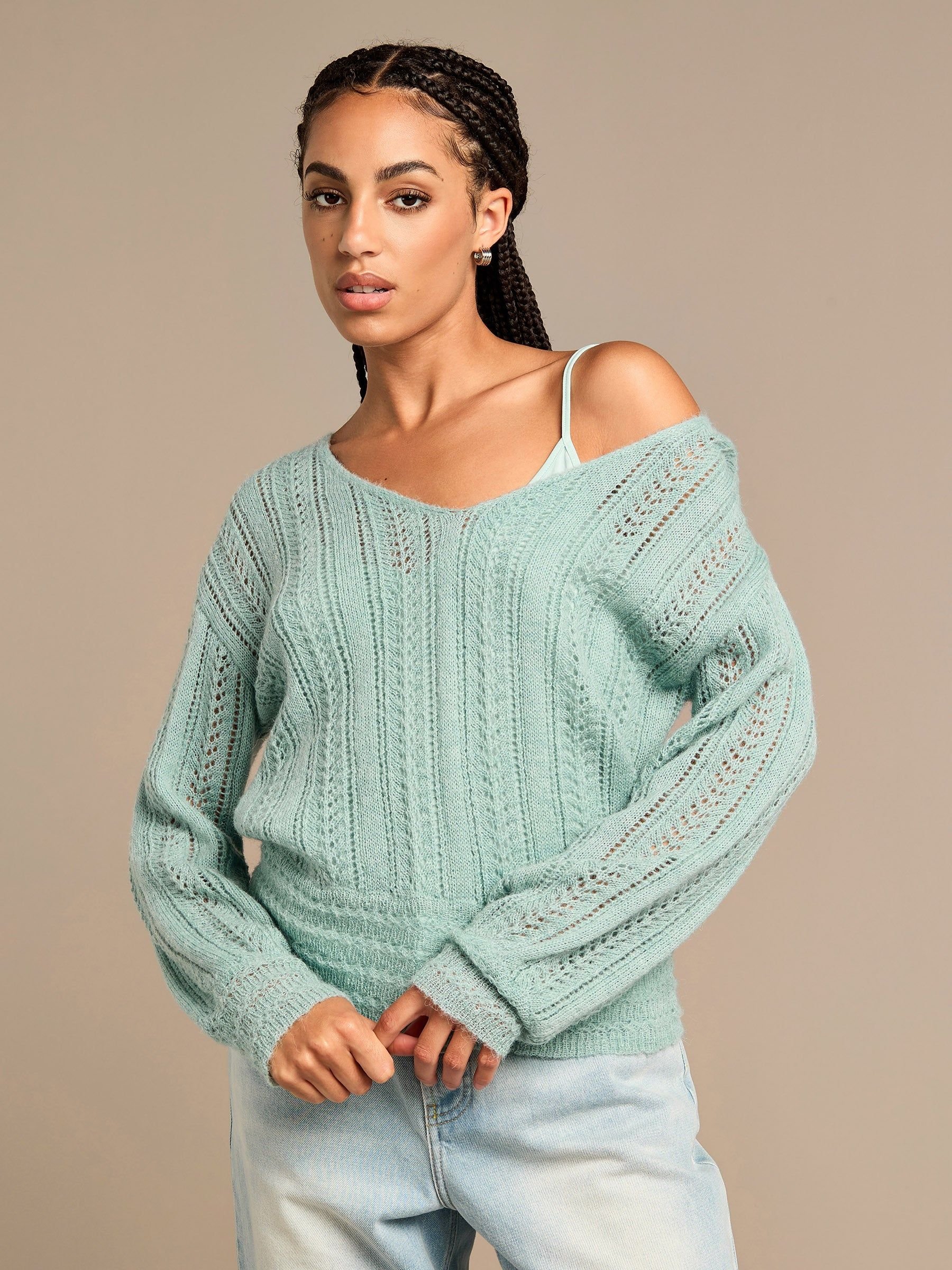 GWD by GEORGE W. DAVIES GWD by GEORGE W. DAVIES Women's GWD Arla-Bailey Duck Egg Wool Knit Top in Duck Egg Blue - 3