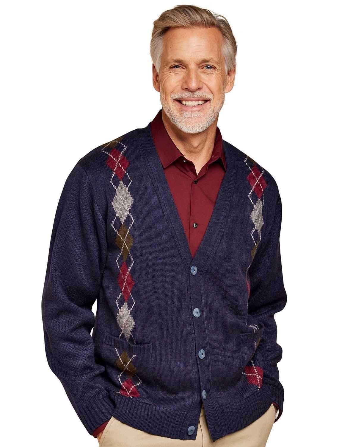 Tootal Tootal Men's Argyle Cardigan in Navy