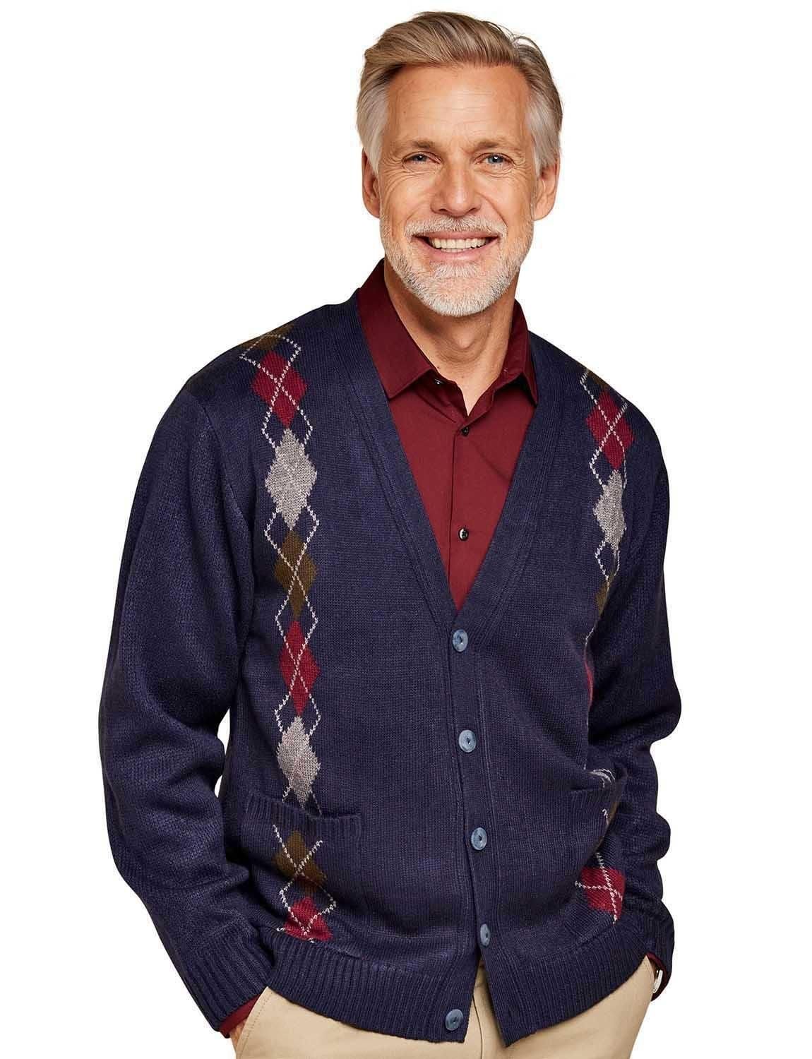 Tootal Tootal Men's Argyle Cardigan in Navy - 2