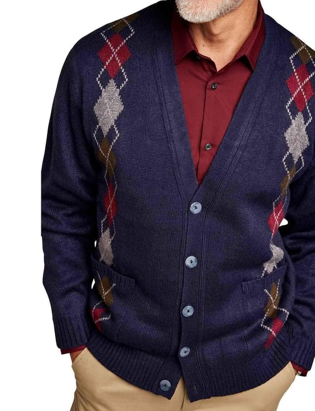 Tootal Tootal Men's Argyle Cardigan in Navy - 3