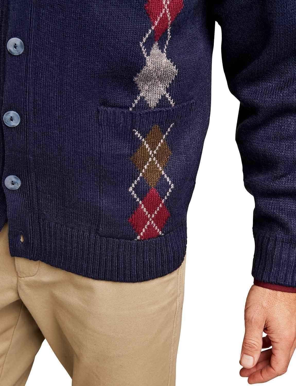 Tootal Tootal Men's Argyle Cardigan in Navy - 4
