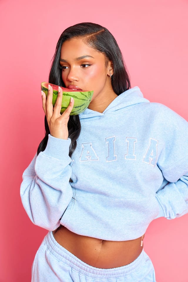 Kaiia Kaiia Slogan Oversized Hoodie Baby Blue Marl - 2