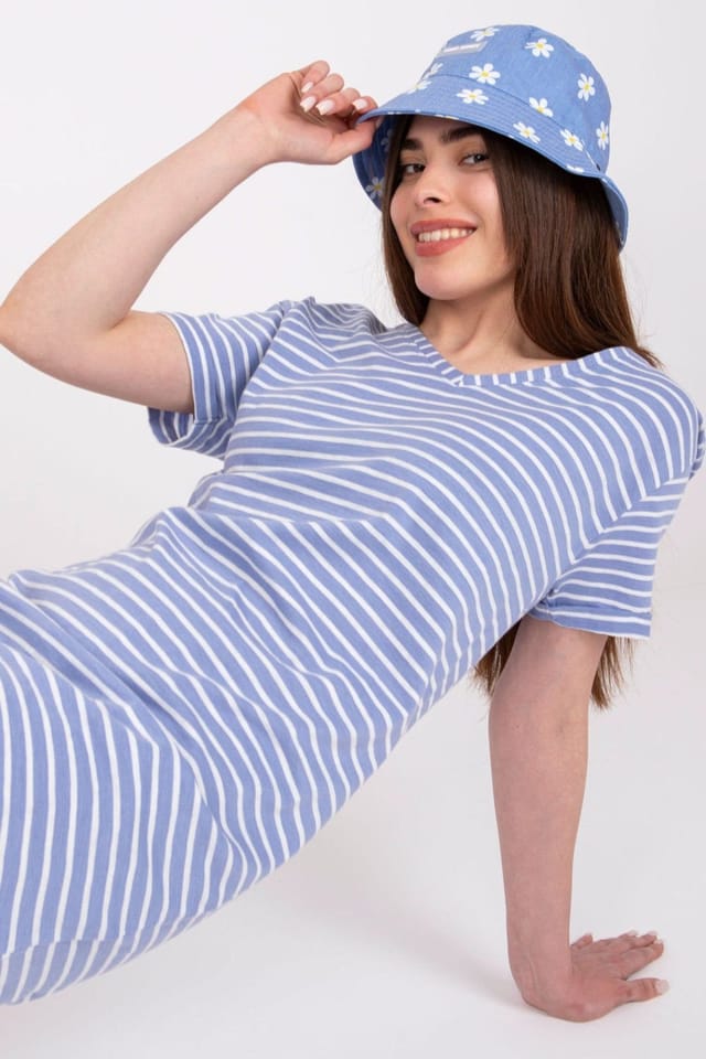 Love Lace Love Lace Women's Stitch & Soul Striped Summer Short Sleeve Dress in Blue - 2