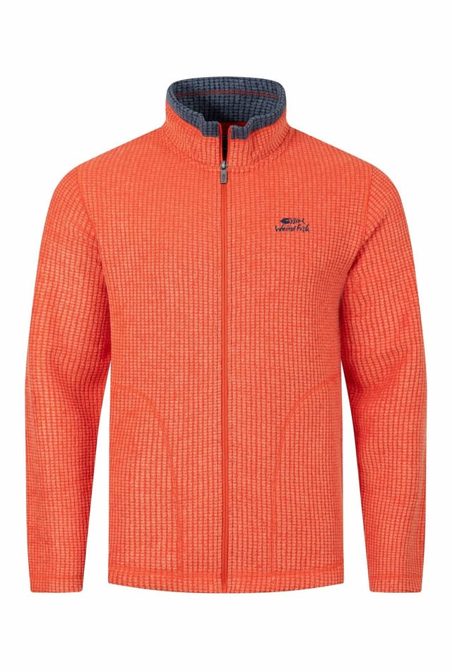 Weird Fish Weird Fish Men's Shires Full Zip Grid Fleece in Orange - 2