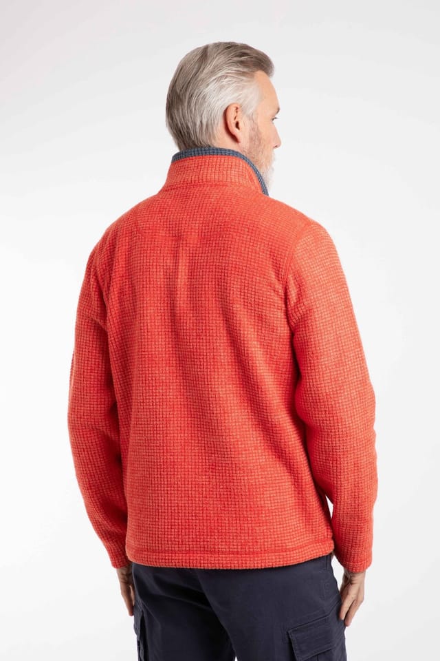 Weird Fish Weird Fish Men's Shires Full Zip Grid Fleece in Orange - 3