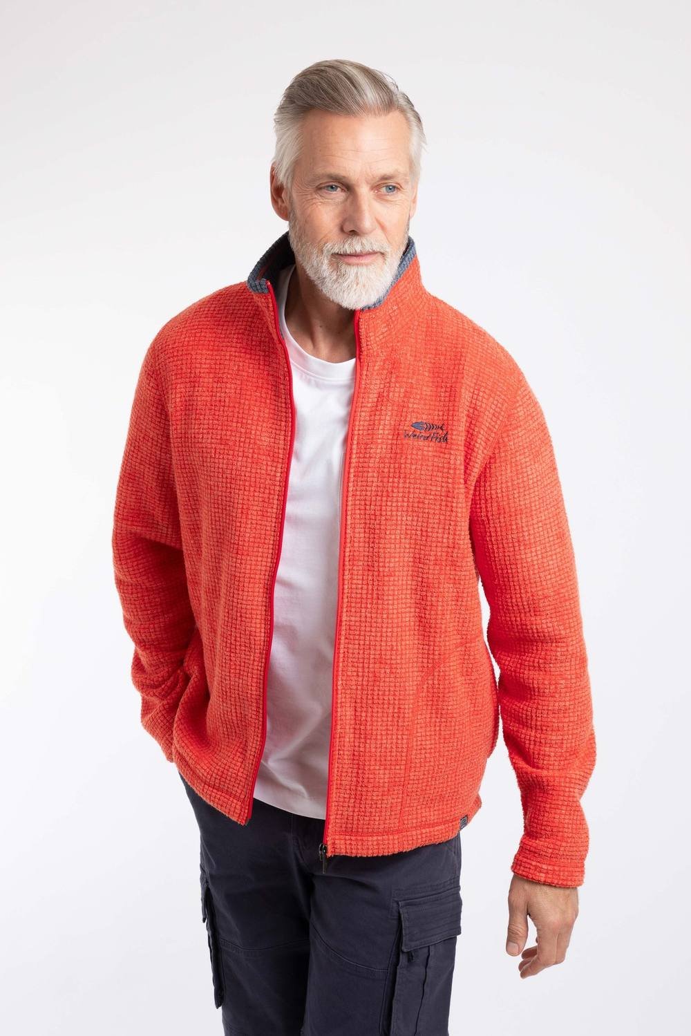 Weird Fish Weird Fish Men's Shires Full Zip Grid Fleece in Orange - 4