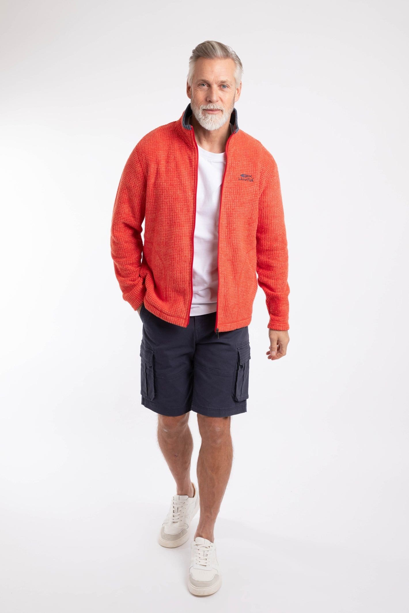 Weird Fish Weird Fish Men's Shires Full Zip Grid Fleece in Orange - 4