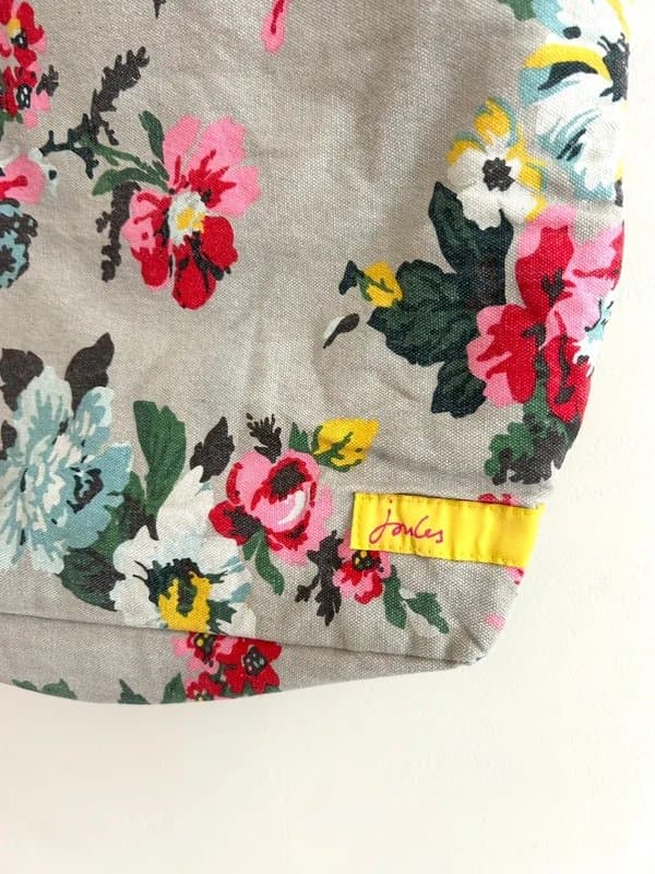 Joules Joules tote bag floral shopper handbag grey canvas shoulder bag