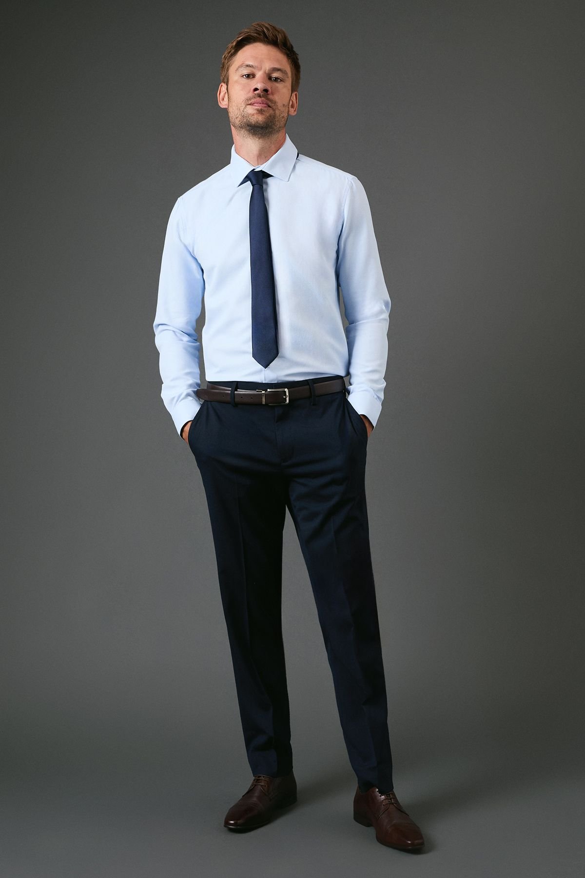 Burton Burton Men's Navy Slim Fit Essential Suit Trousers - 2