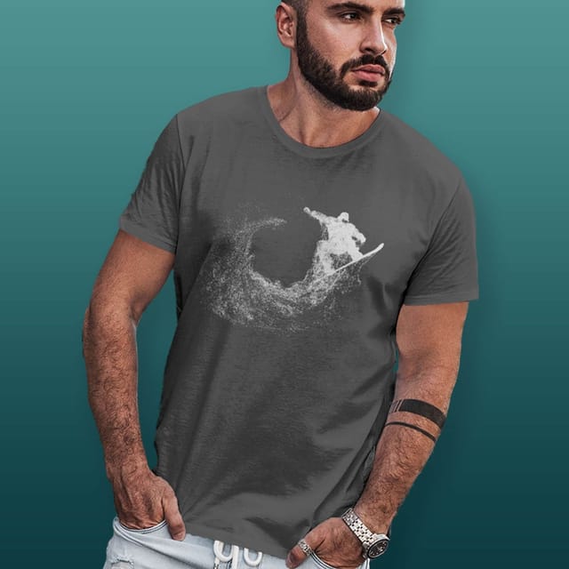 Bad Zebedee Bad Zebedee Men's Retro Lines Sailboat T-Shirt in Green - 2