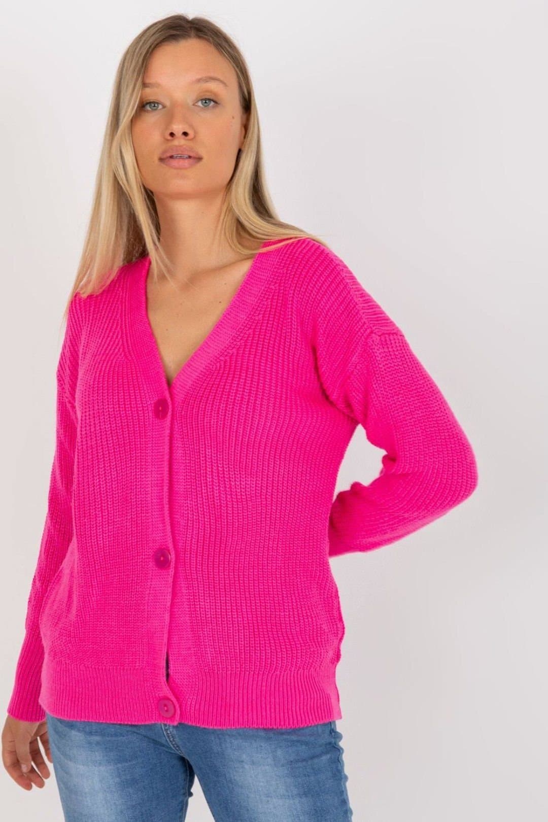 Love Lace Love Lace Women's Button Front Cardigan Sweater in Pink