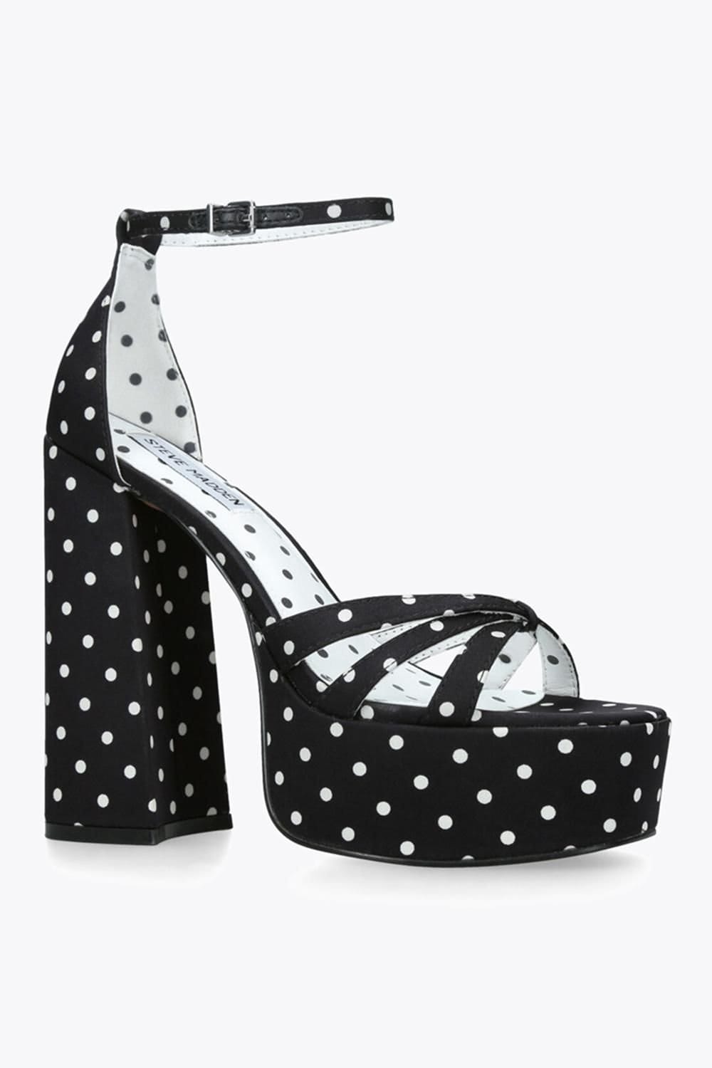 Steve Madden STEVE MADDEN Women's 'Retro Polka Dot' Fabric Heels in Black - 4