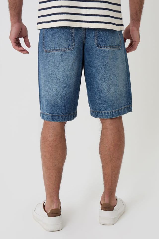 Threadbare Threadbare Men's Baggy Fit Denim Shorts in Light Blue - 2