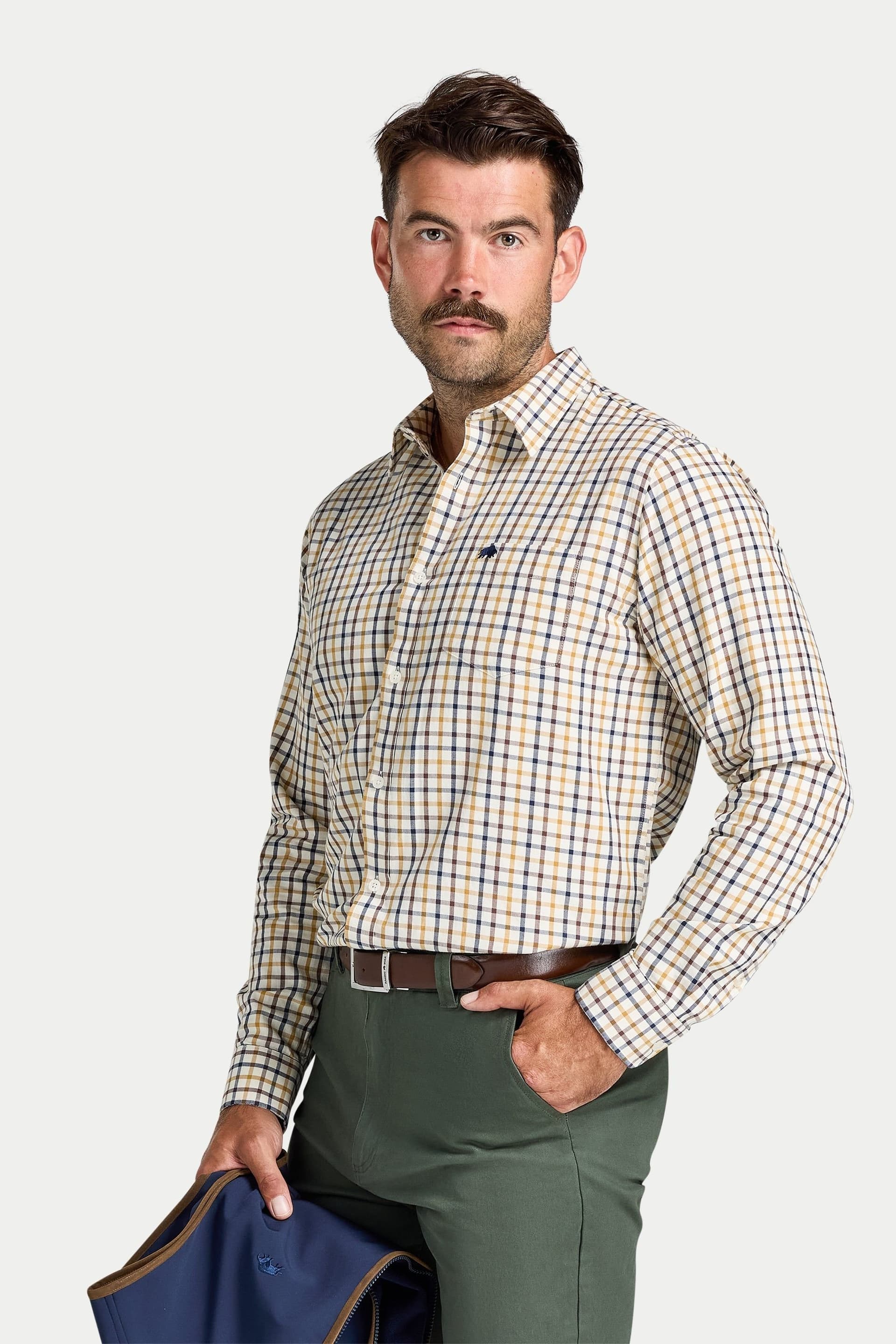 raging bull Raging Bull Men's L/S Country Check Brushed Cotton Twill Shirt in Mustard