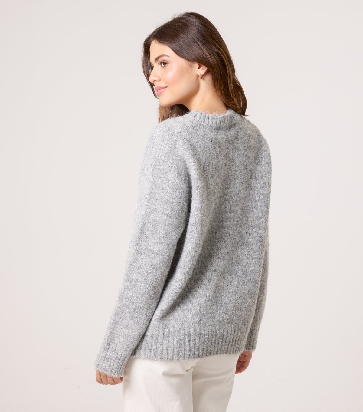Blue Vanilla Women's Grey Heart Pattern Embellished Jumper Blue Vanilla New Look - 4