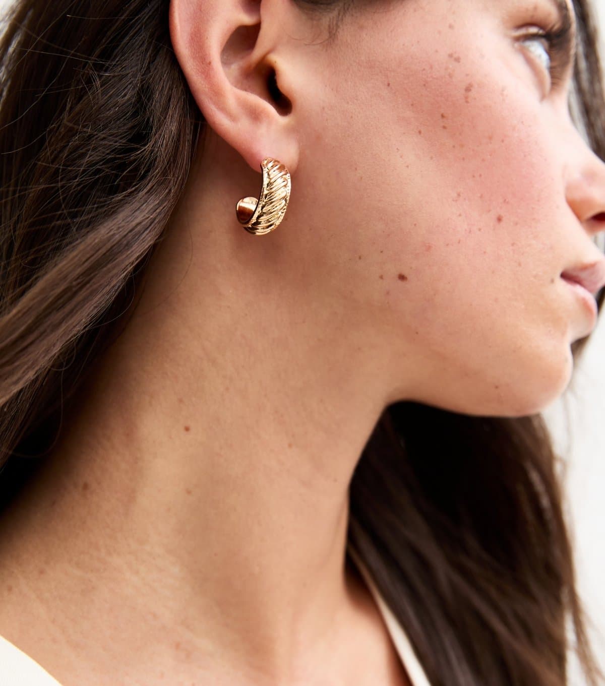 New Look Gold Tone Chunky Twisted Effect Hoop Earrings New Look