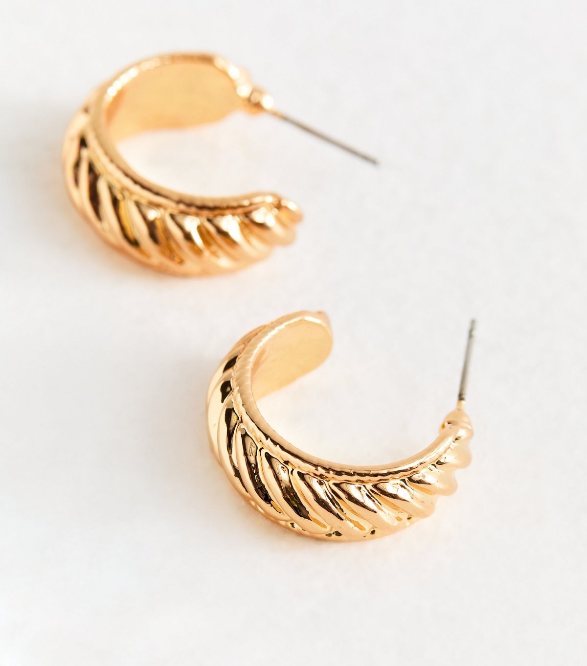 New Look Gold Tone Chunky Twisted Effect Hoop Earrings New Look - 4