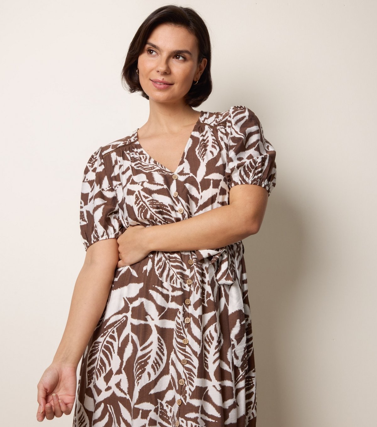 Blue Vanilla Women's Brown Coconut Print Midi Shirt Dress Blue Vanilla New Look - 2