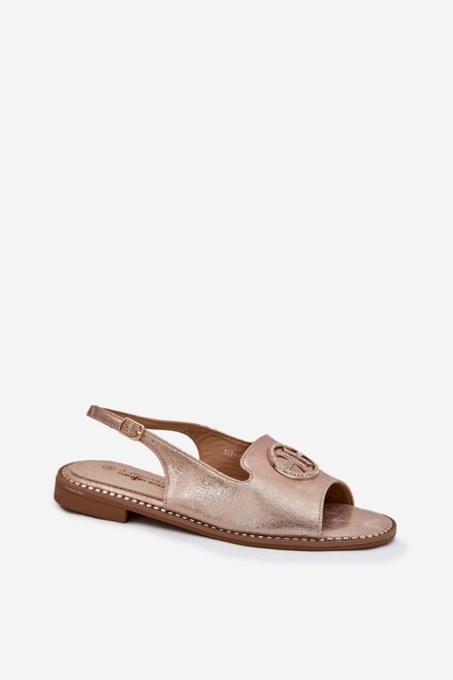 Love Lace Love Lace Women's Elegant Flat Sandals with Adjustable Buckle Strap in Rose Gold - 2