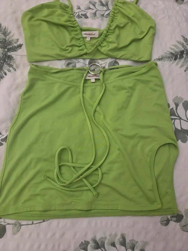 Mars The Label Mars The Label - Lime Green Two-Piece Skirt and Top Set - Size 10