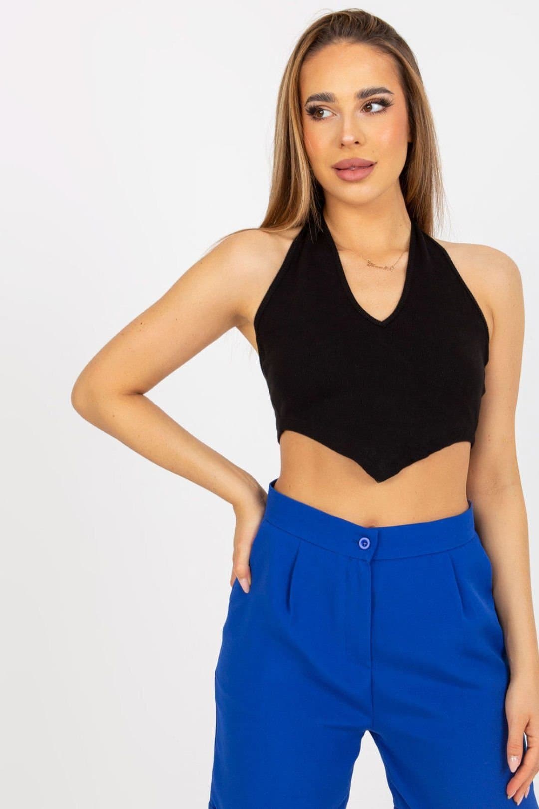 Love Lace Love Lace Black Ribbed Overhead Short Top