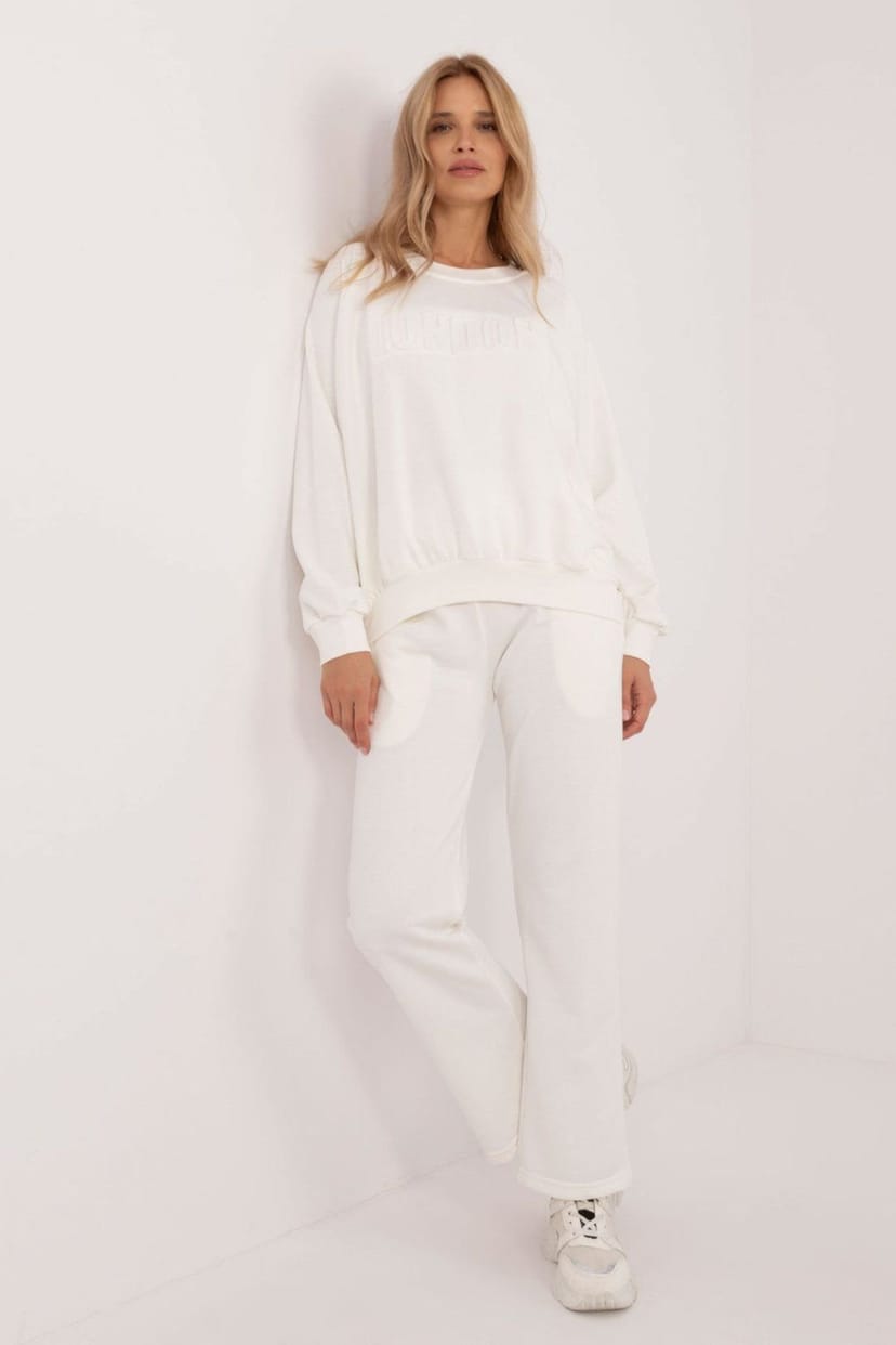 Love Lace Love Lace Women's Cotton Polyester Casual Tracksuit Set with Pockets Style 202100 in White - 1