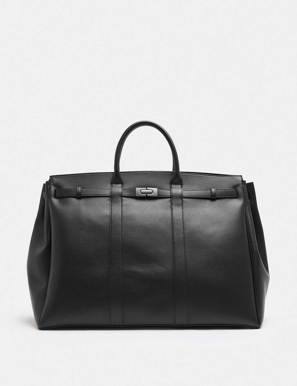 Marks & Spencer M&S Mock Leather Buckle Weekend Bag Black