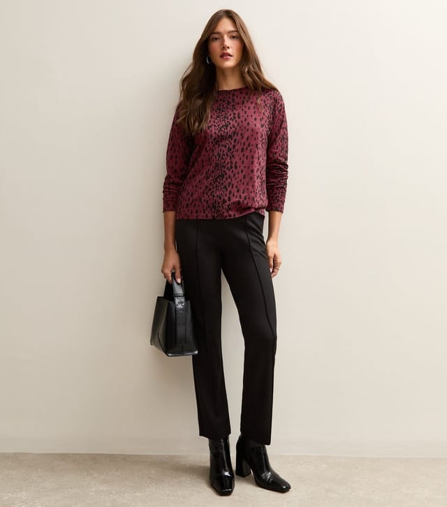 New Look Women's Red Leopard Print Long Sleeve Top New Look - 3