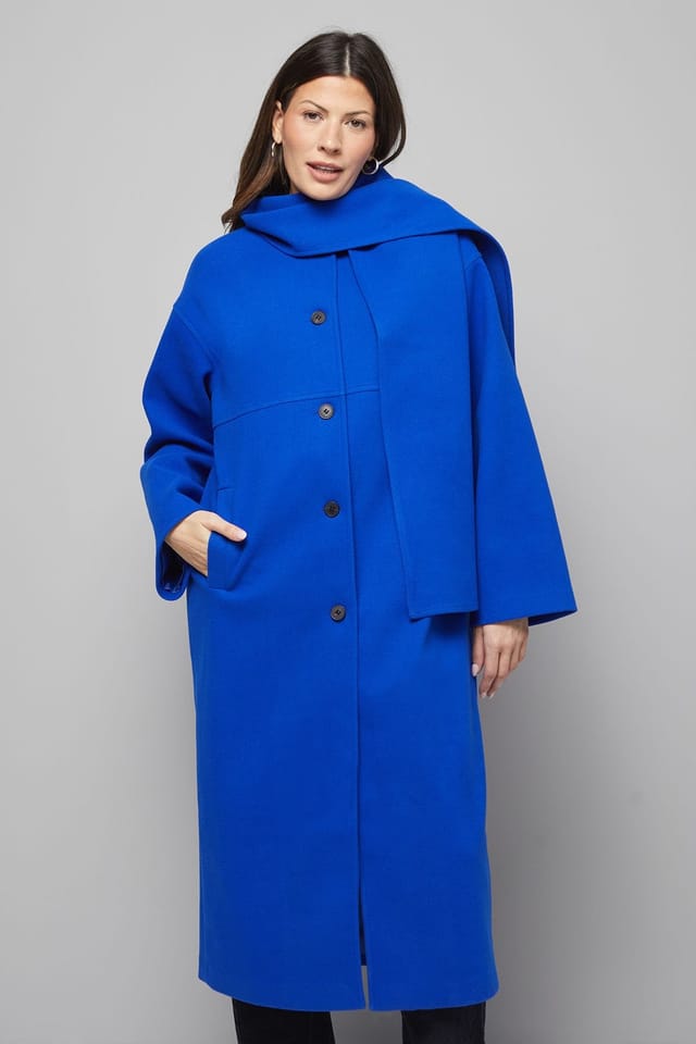 Wallis Wallis Women's Scarf Car Coat in Cobalt - 2