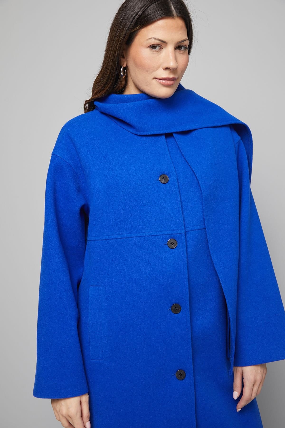 Wallis Wallis Women's Scarf Car Coat in Cobalt - 4