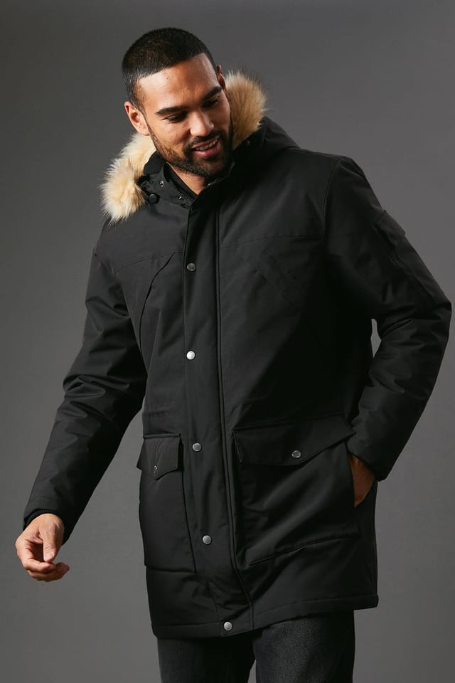 Maine Maine Men's Black Four Pocket Hooded Parka - 2