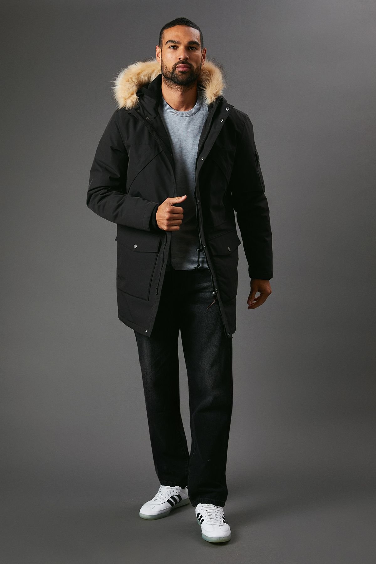 Maine Maine Men's Black Four Pocket Hooded Parka - 3