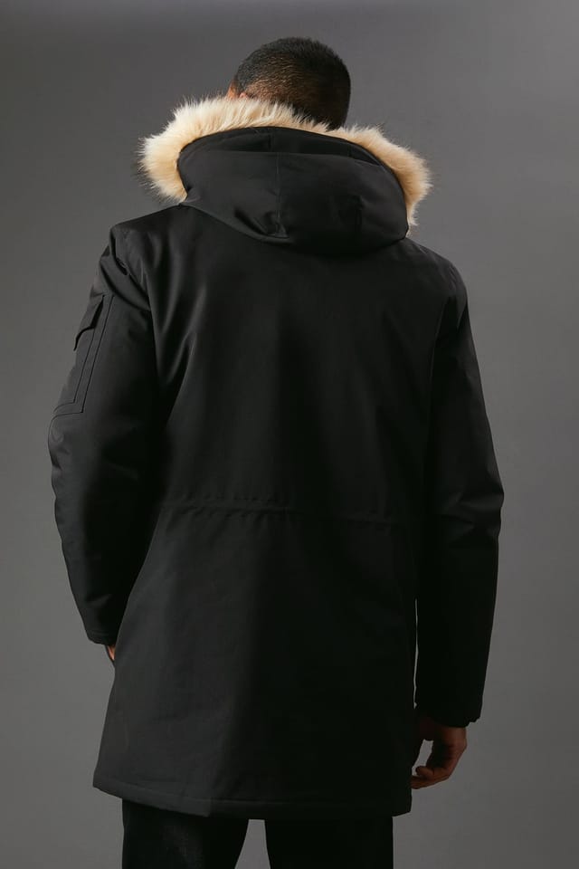 Maine Maine Men's Black Four Pocket Hooded Parka - 3