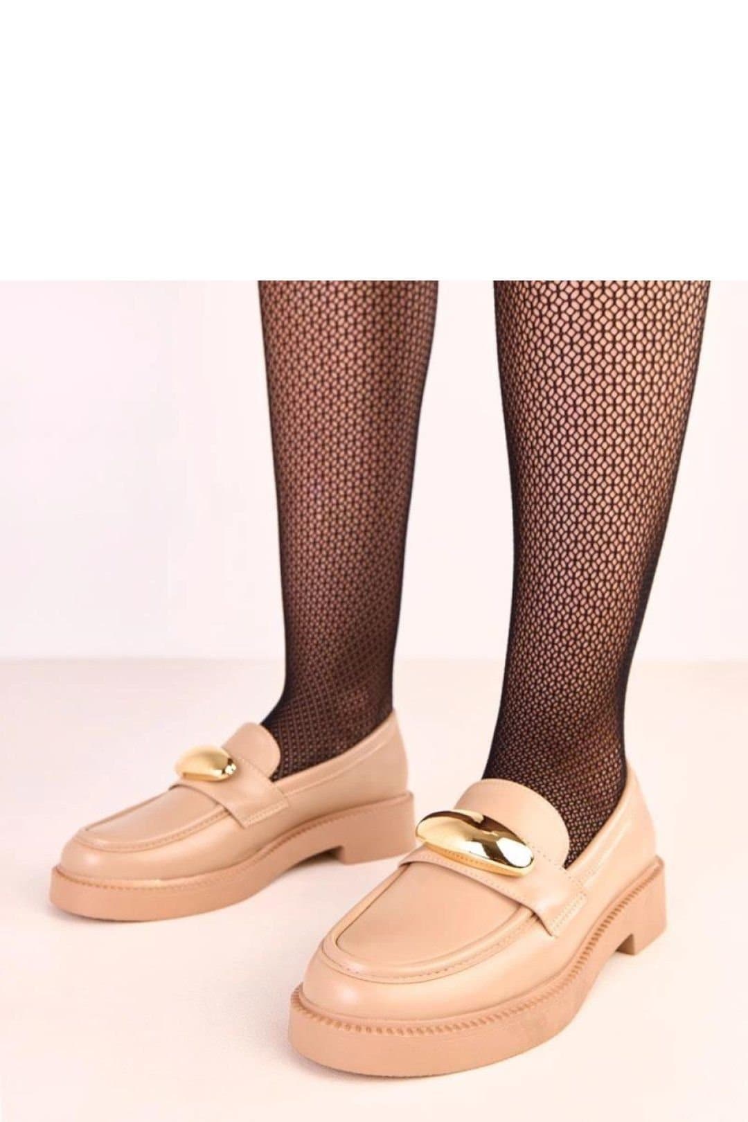 Love Lace Love Lace Beige Synthetic Moccasins with Gold Ornament