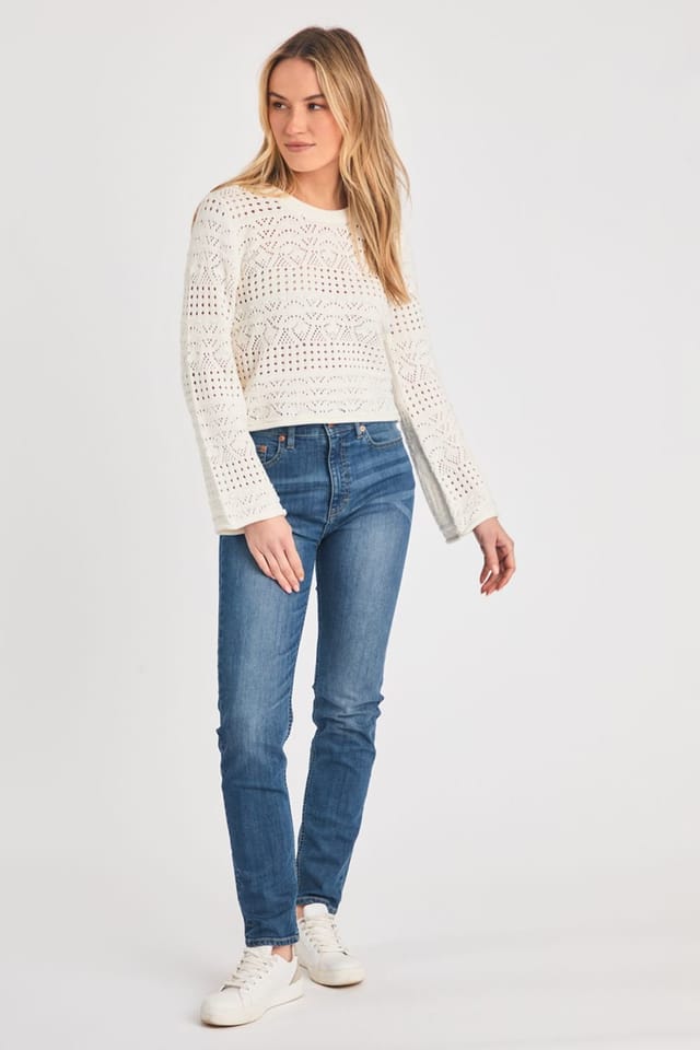 French Connection French Connection Women's Crew Neck Long Sleeve Crochet Bobble Knit Jumper in Off-White - 3