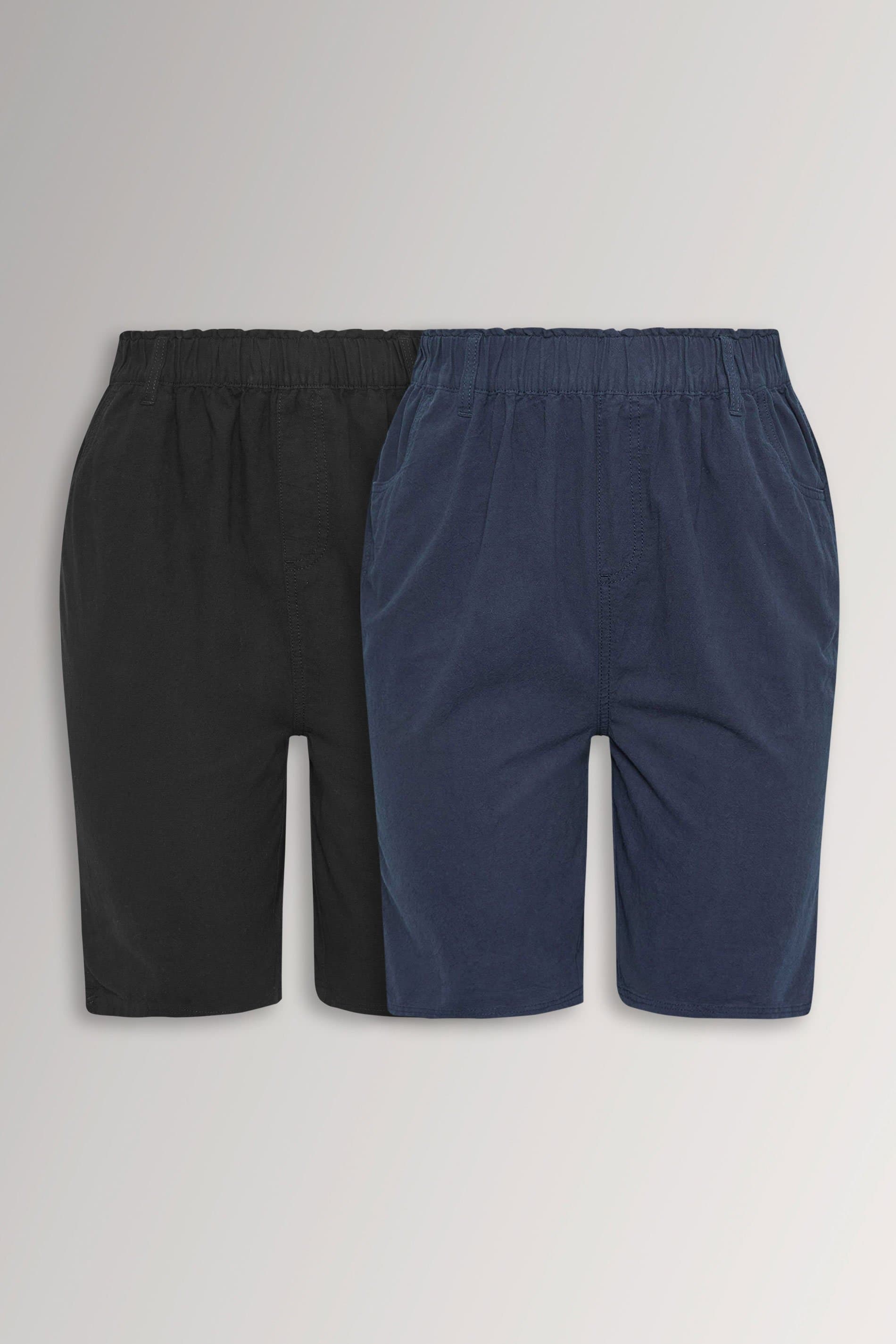 Yours 2 Pack Plus Size Black & Navy Blue Cool Cotton Shorts