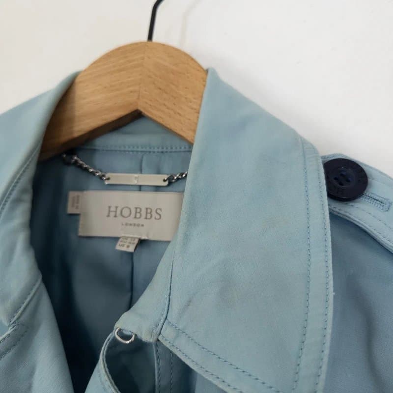 Hobbs Hobbs Sasha Trench Mac Coat Size 12 Light Blue *Marked* Double Breasted