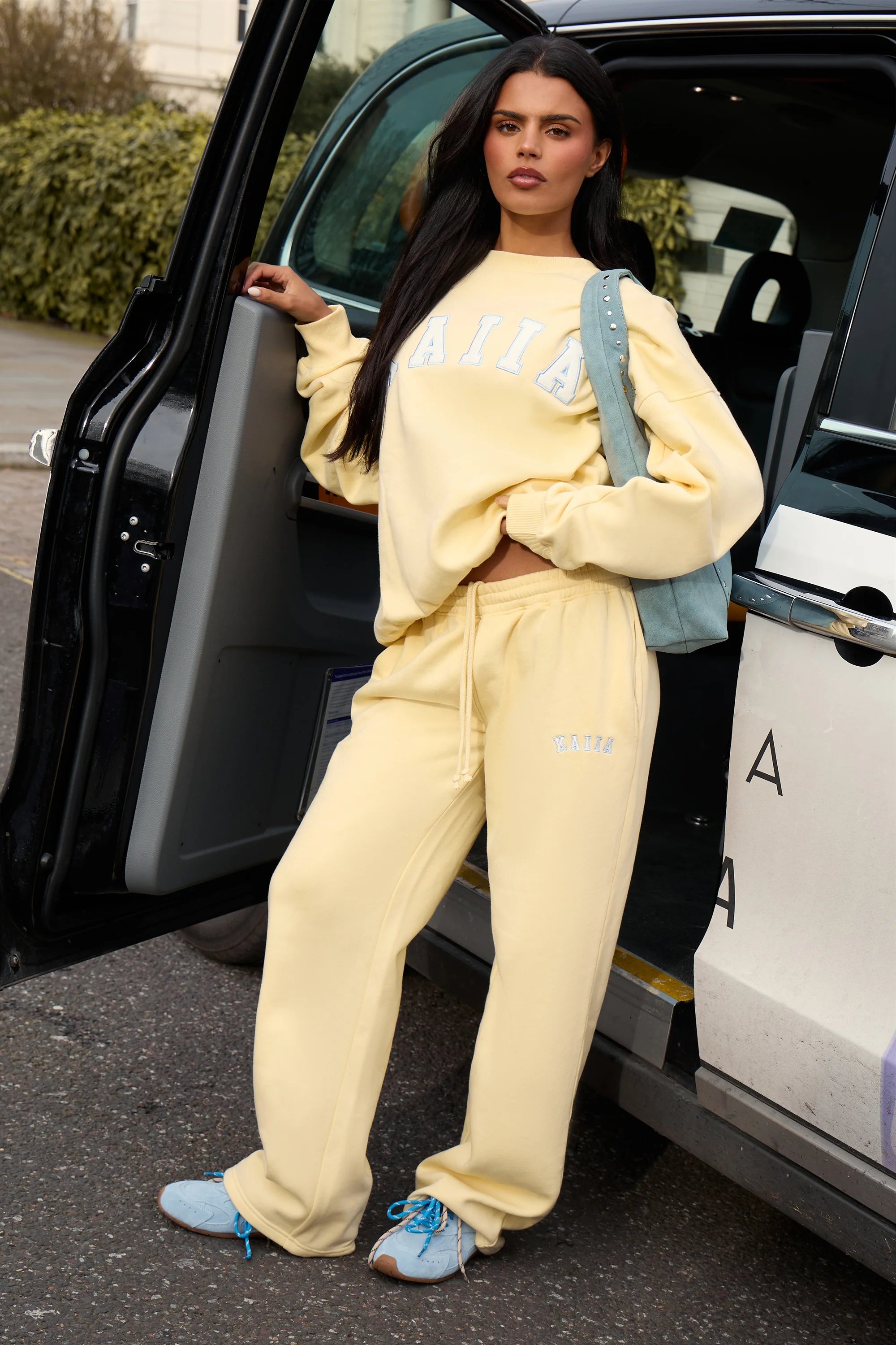 Kaiia Kaiia Slogan Oversized Sweatshirt Lemon Frosting & Baby Blue - 3