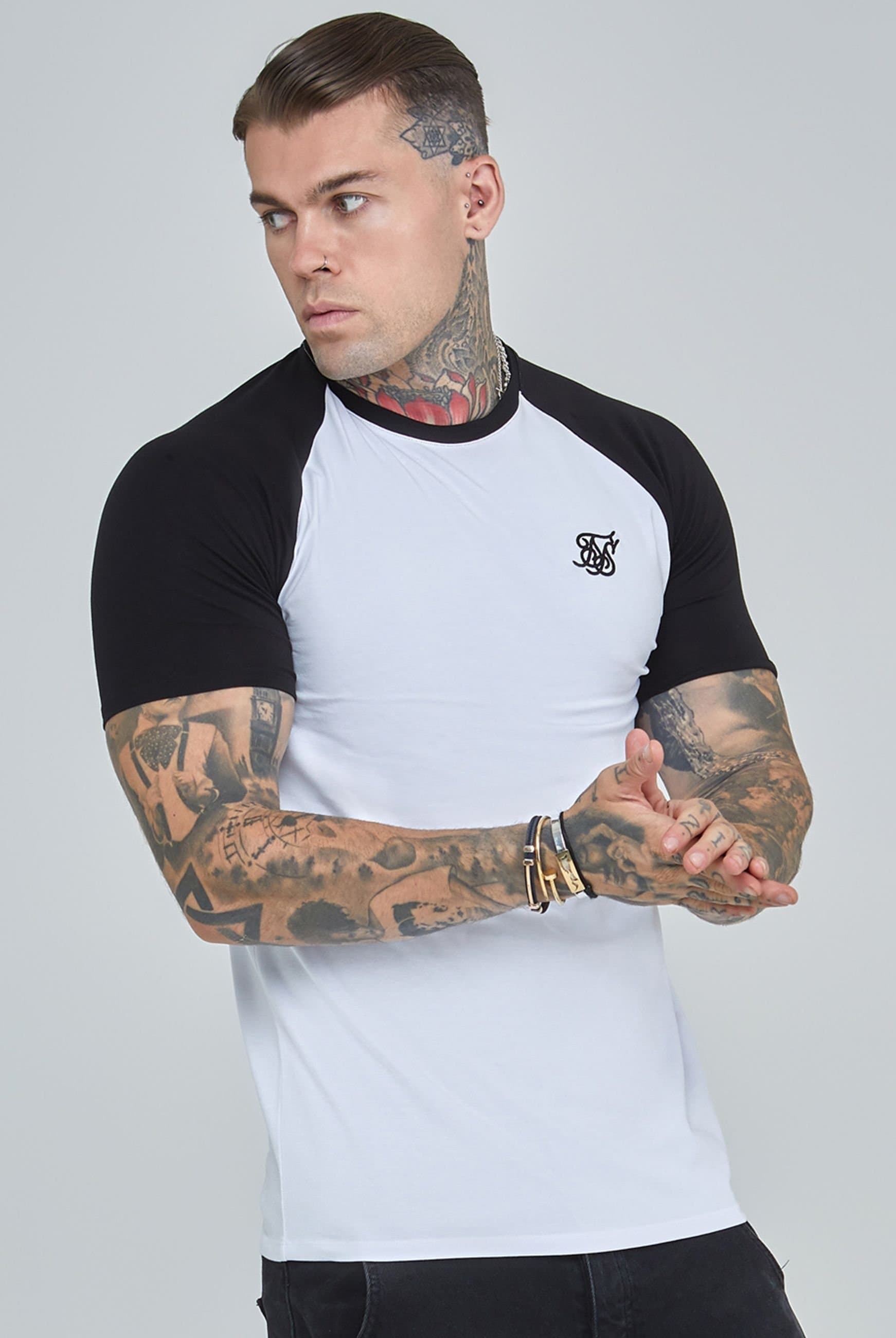 SikSilk SikSilk Men's Raglan T-Shirt in White