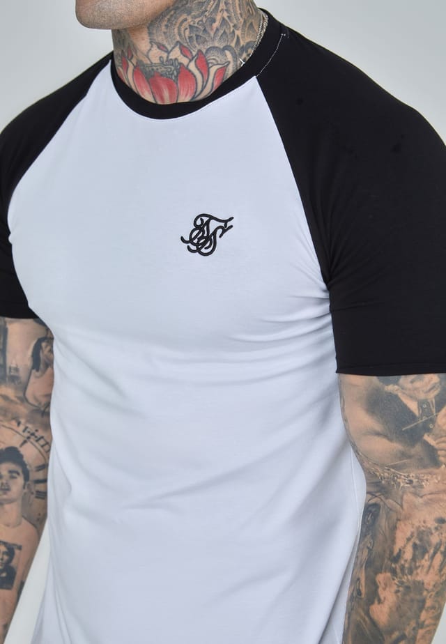 SikSilk SikSilk Men's Raglan T-Shirt in White - 2