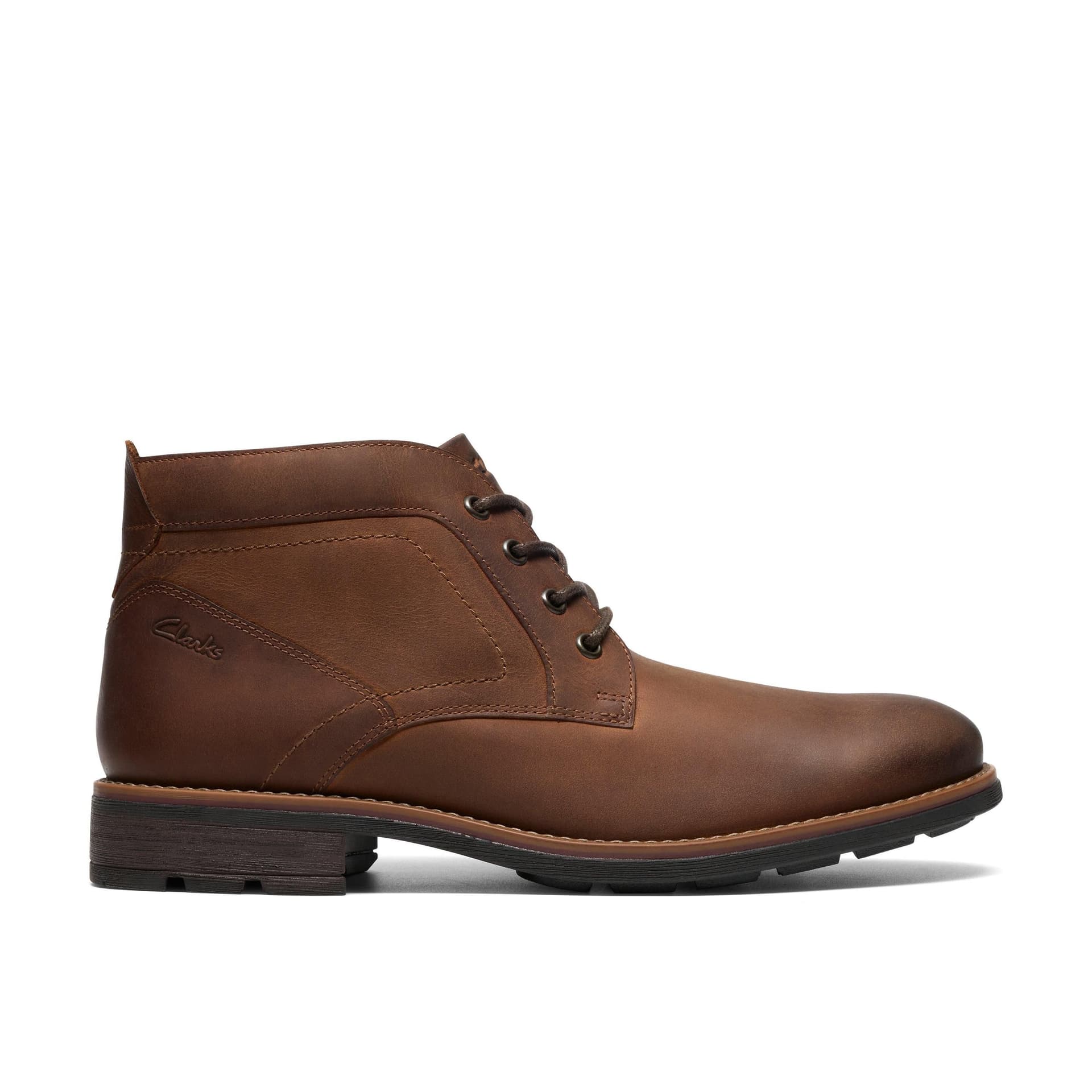 Clarks Clarks Men's Emmet Chukka Tan Leather Ankle Boots, Chukka Boots, Lace Up in Brown