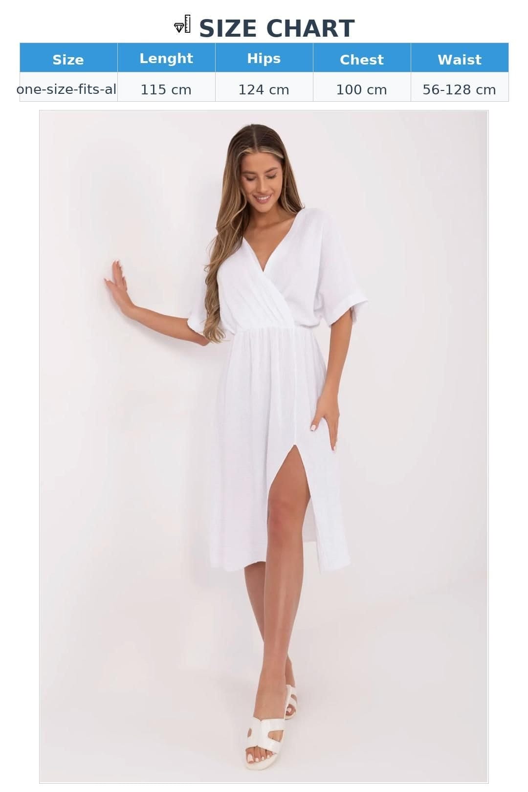 Love Lace Love Lace Women's Cotton Muslin Wrap Midi Dress with Flared Fit in White - 4