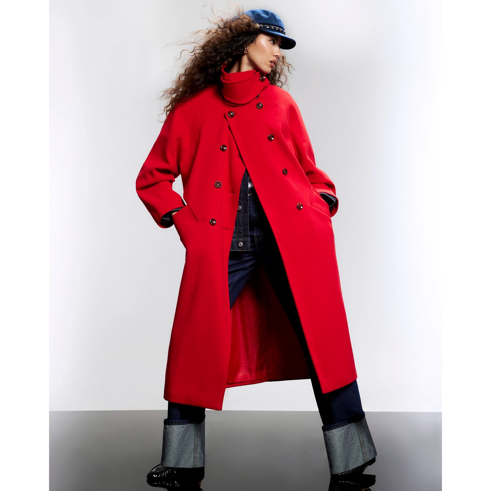 River Island River Island Womens Red Funnel Neck Robe Coat