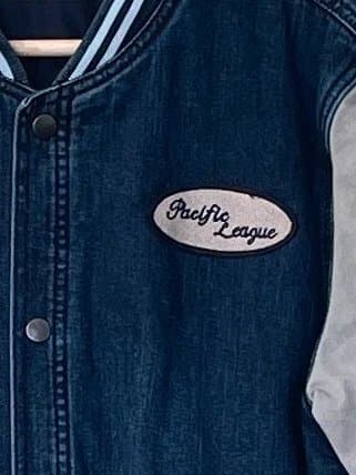 Topshop Vintage 90s Style Topshop Moto Denim Varsity Bomber Jacket Blue Size 14
