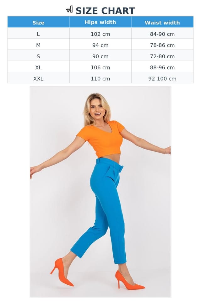 Love Lace Love Lace Women's High Waisted Trousers with Zip Buttons & Belt in Blue - 3