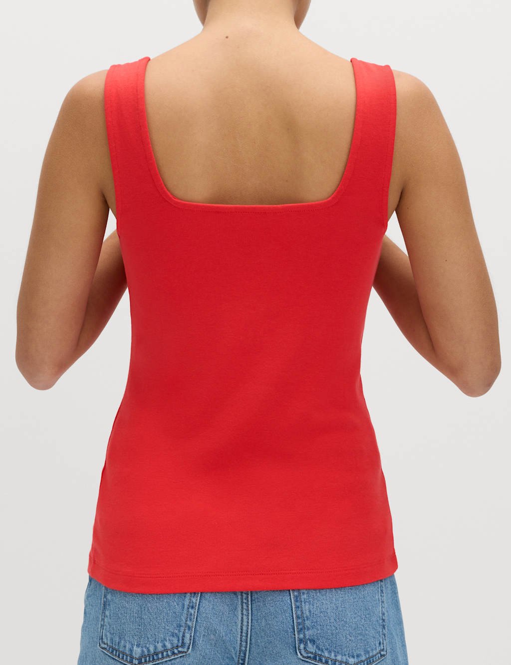 Marks & Spencer M&S 3 Pack Cotton Rich Square Neck Vest Tops Red Mix - 2