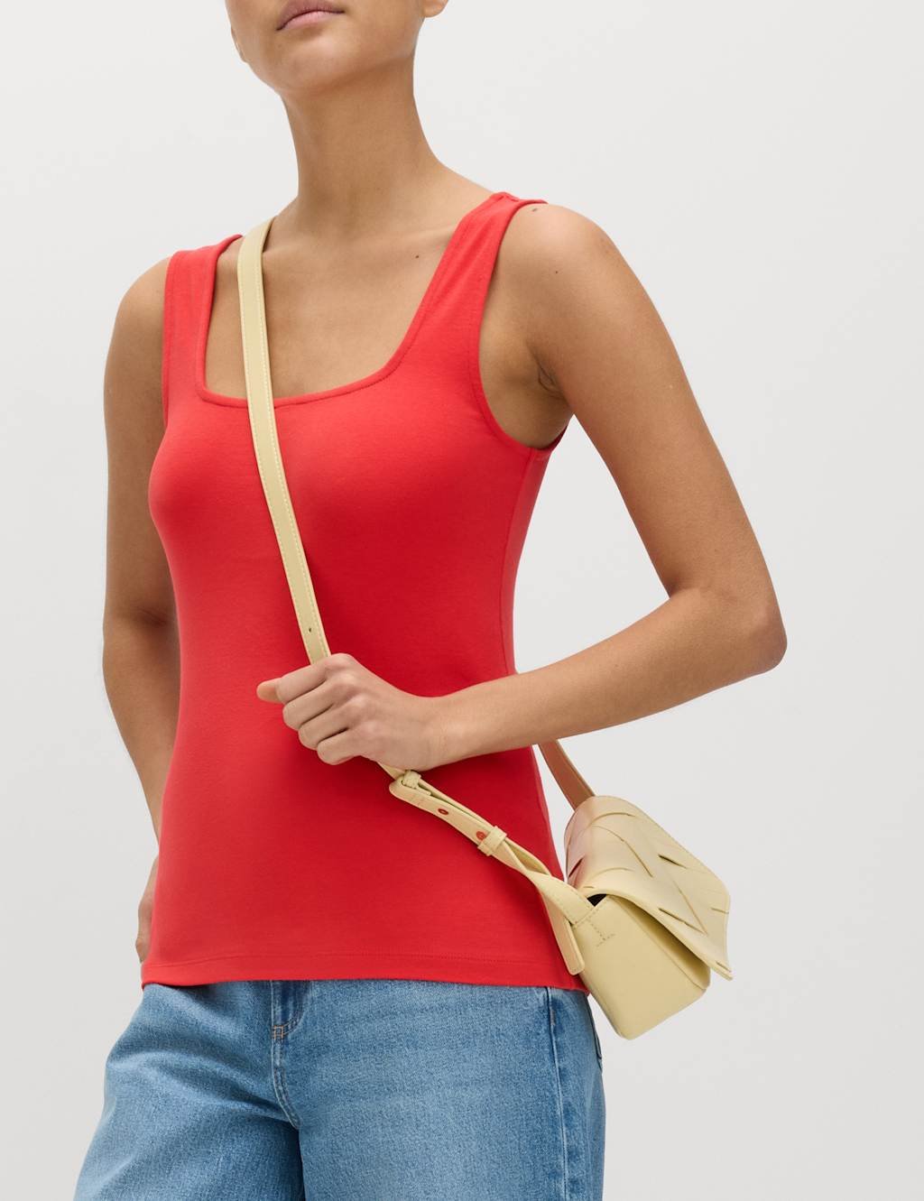 Marks & Spencer M&S 3 Pack Cotton Rich Square Neck Vest Tops Red Mix - 3