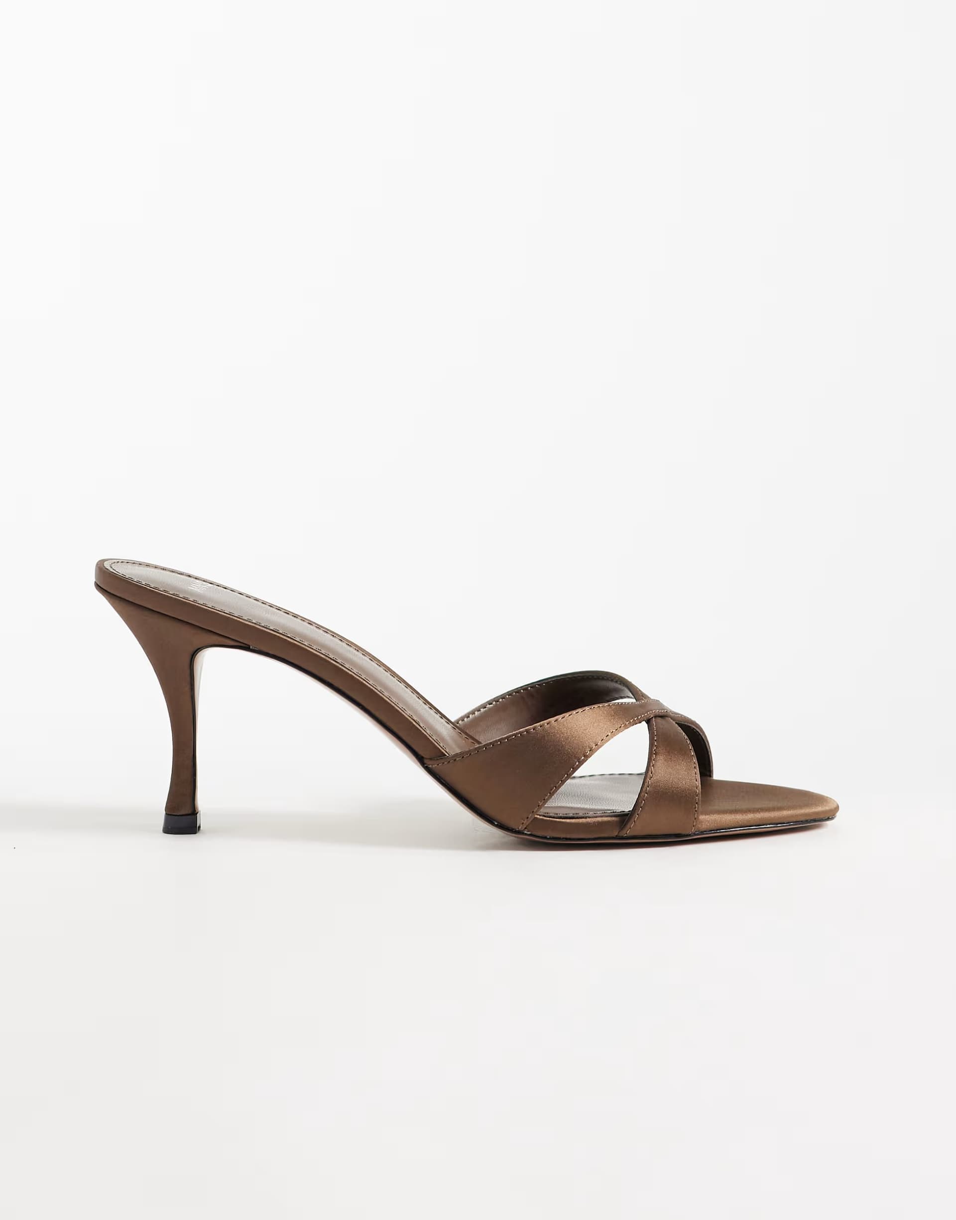ASOS Mango cross strap heeled mule in brown
